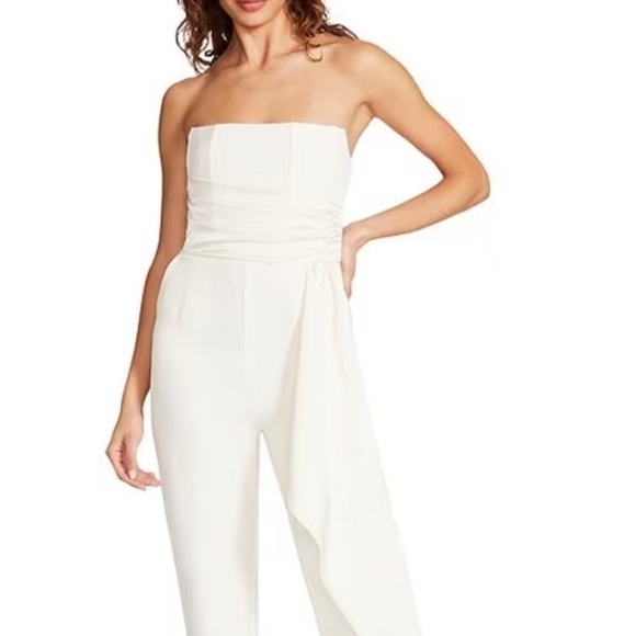 Steve Madden | NWT Harlen Ivory Cream White Strapless Pocket Jumpsuit XS - Picture 6 of 7